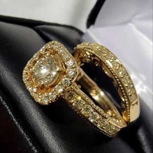 Wedding Ring Set .65 center Round Diamond I VS1